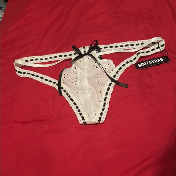 BootayBag White Eyelet Lace, Italian Summer, & Black Stripe Thong - Picture 1 of 5